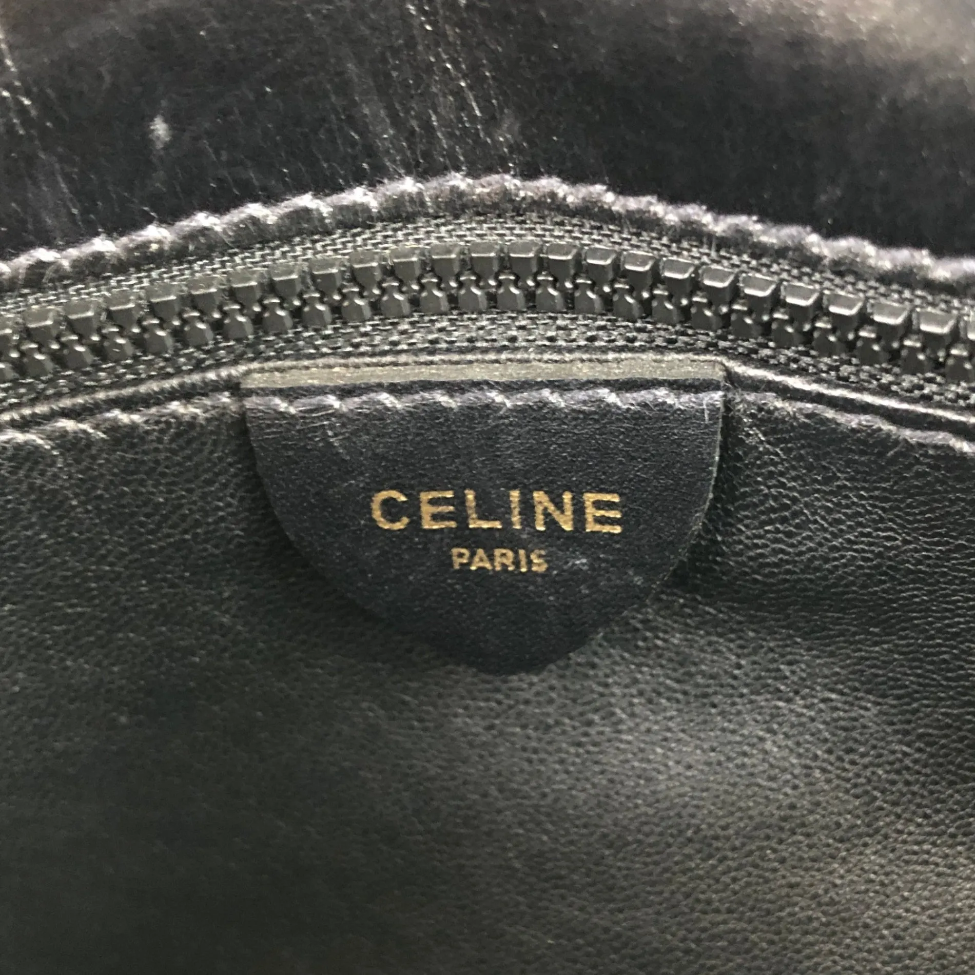 CELINE Triomphe Chain Shoulder bag Black Vintage wr8cw3