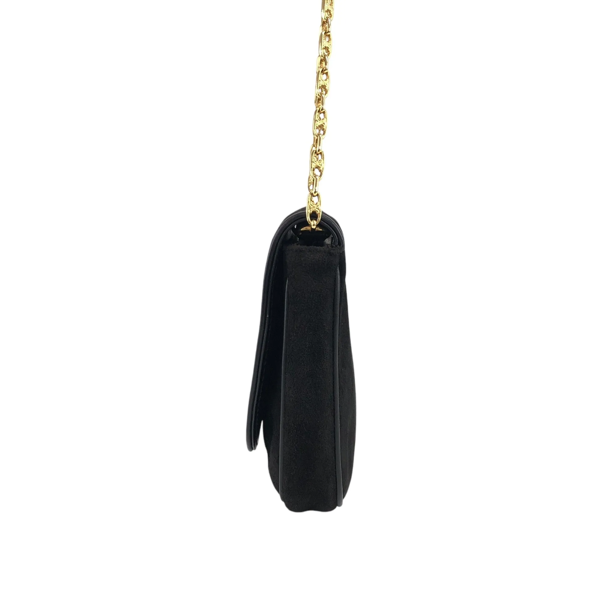 CELINE Triomphe Chain Shoulder bag Black Vintage wr8cw3