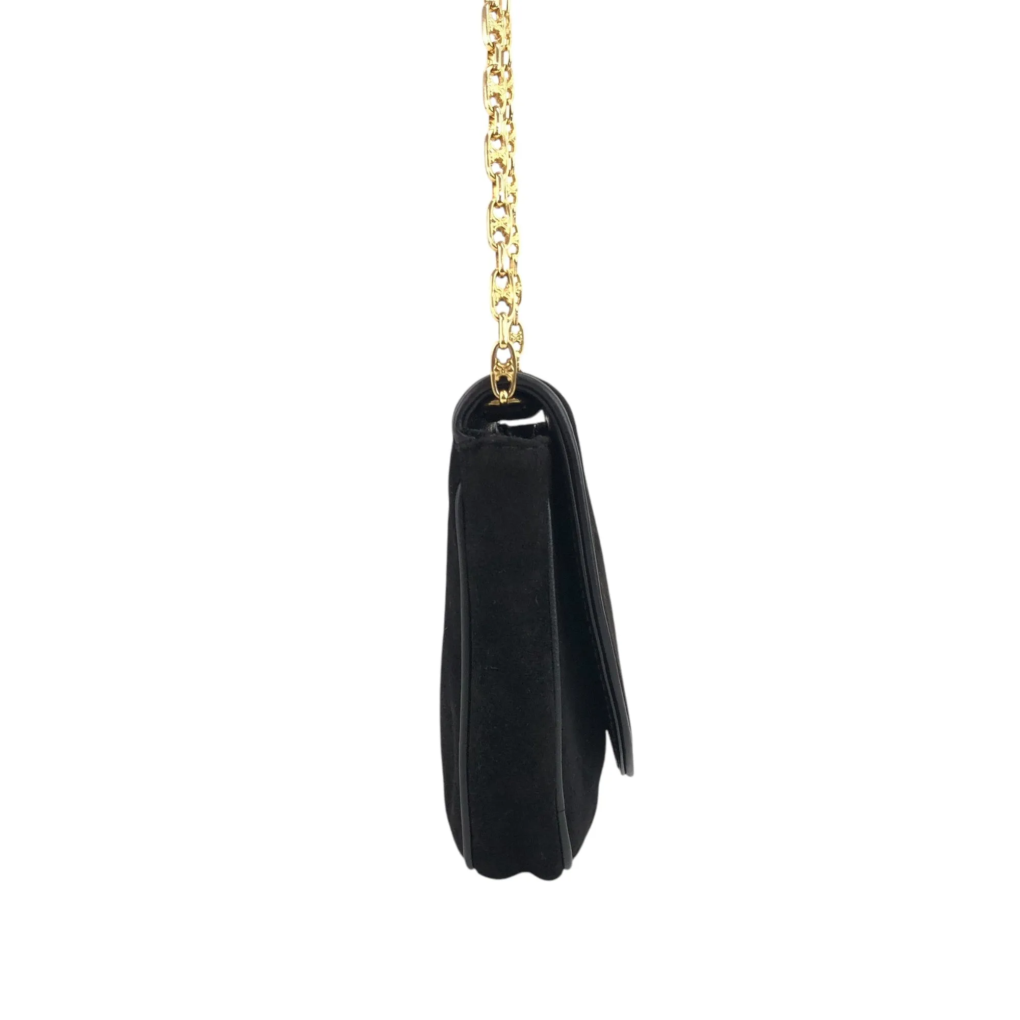 CELINE Triomphe Chain Shoulder bag Black Vintage wr8cw3