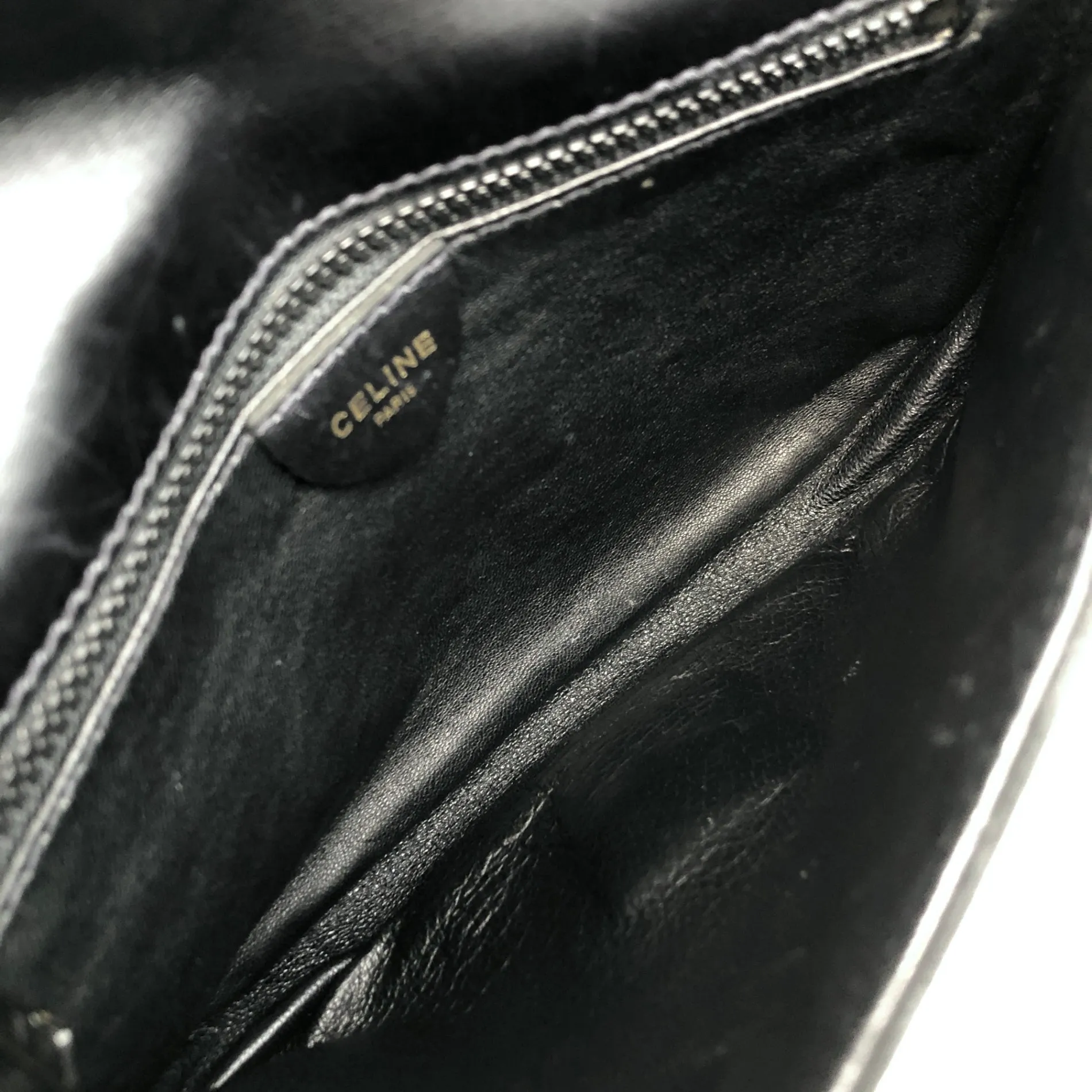 CELINE Triomphe Chain Shoulder bag Black Vintage wr8cw3