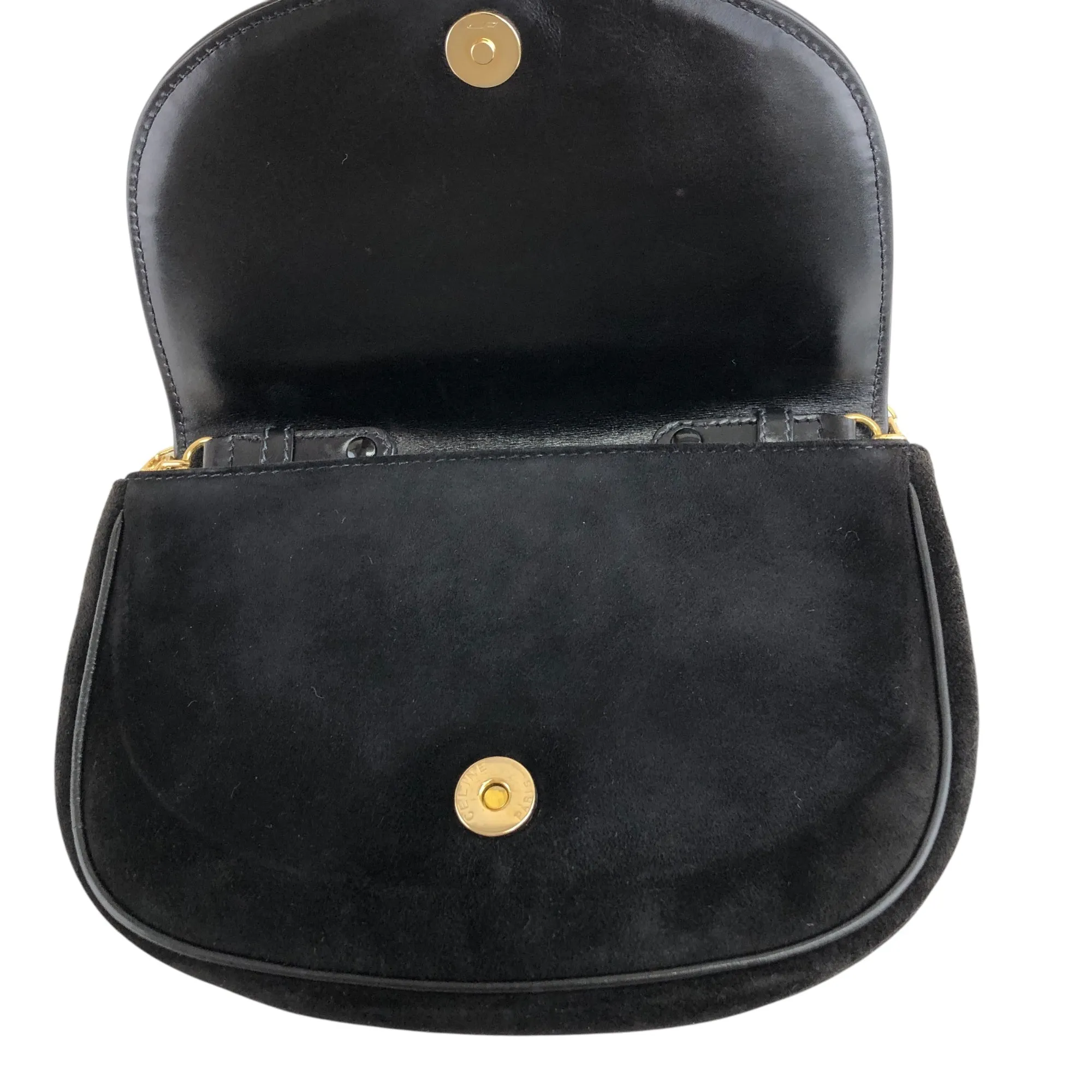 CELINE Triomphe Chain Shoulder bag Black Vintage wr8cw3