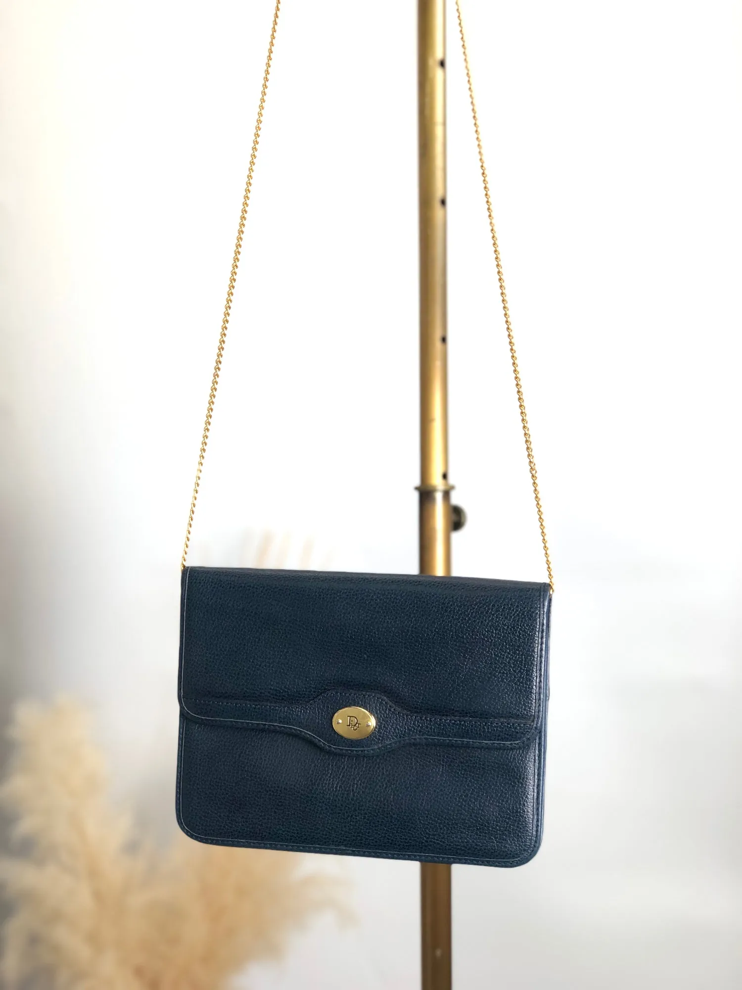 Christian Dior Chain Shoulder bag Navy Vintage 6bs87e