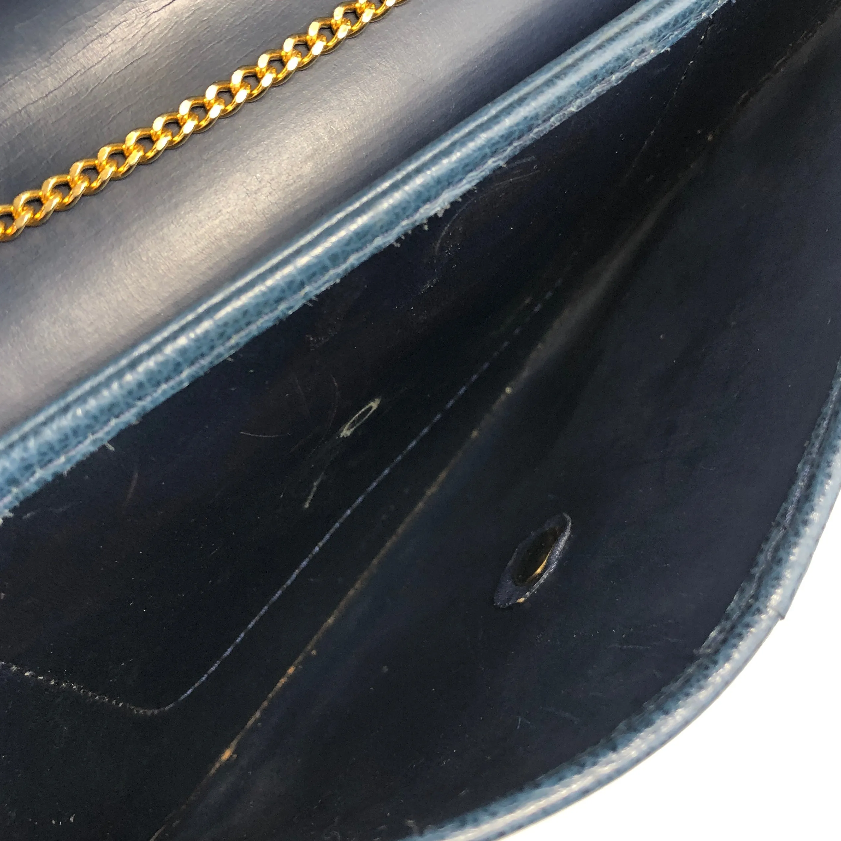 Christian Dior Chain Shoulder bag Navy Vintage 6bs87e