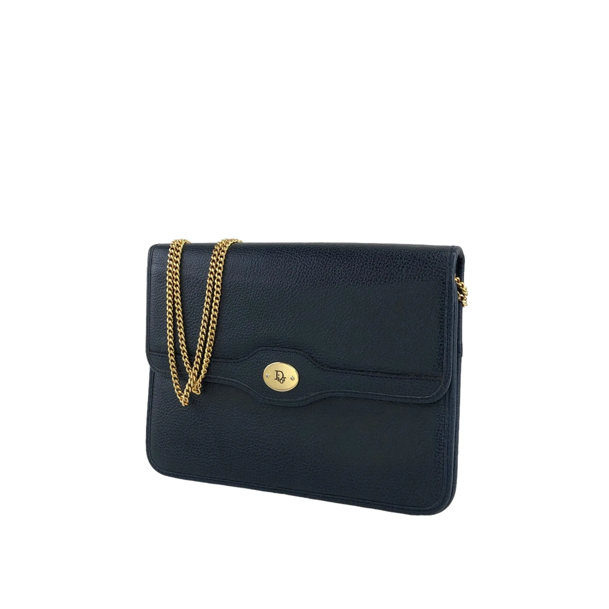 Christian Dior Chain Shoulder bag Navy Vintage 6bs87e