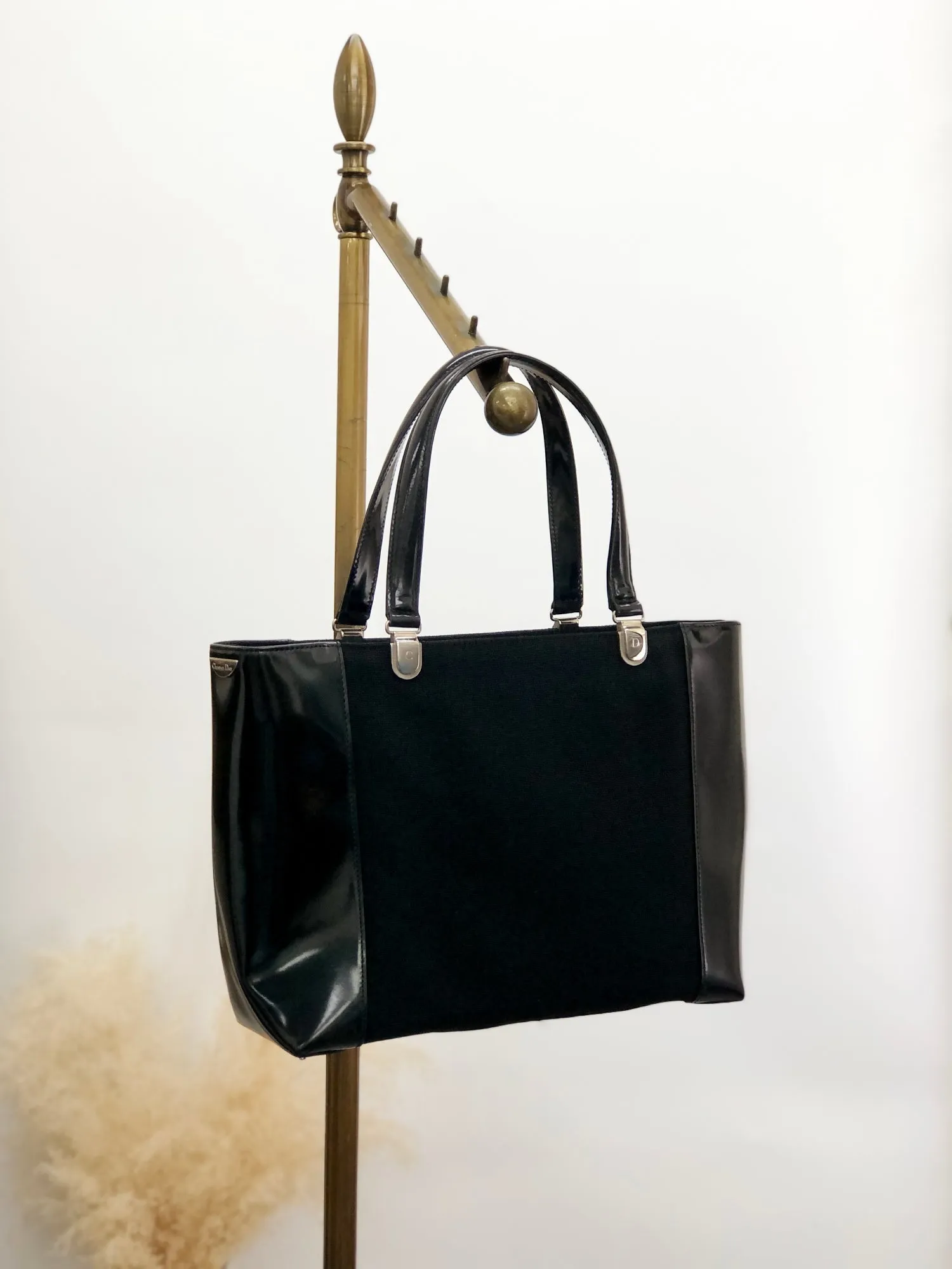 Christian Dior Logo Two-way Handbag Shoulder bag Black Vintage vrwxu3