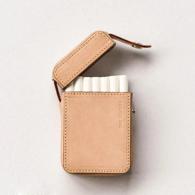 Cool Brown Leather Mens 20pcs Cigarette Holder Case Cool Custom Cigarette Case for Men
