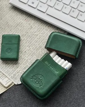 Cool Green Leather Mens 14pcs Cigarette Holder Case Cool Custom Cigarette Case for Men