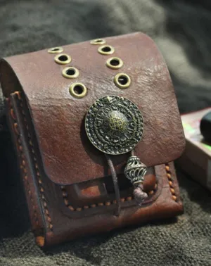 Cool Handmade Brown Leather Mens Zippo Cigarette Case with Lighter Holder Belt Loop for Men