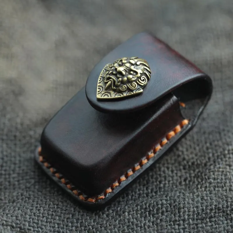Cool Handmade Leather Mens Cartier Lighter Case Lighter Holder with Belt Loop For Men