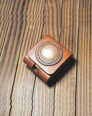 Cool Leather Brown Zippo Lighter Pouch with Belt Loop Zippo lighter case with Belt clip