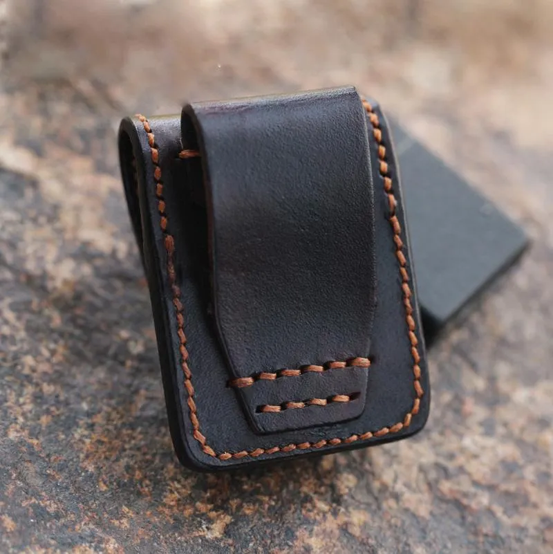 Cool Mens Leather Zippo Lighter Cases with Loop Zippo lighter Holder with clips