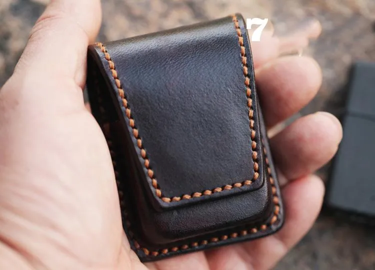 Cool Mens Leather Zippo Lighter Cases with Loop Zippo lighter Holder with clips
