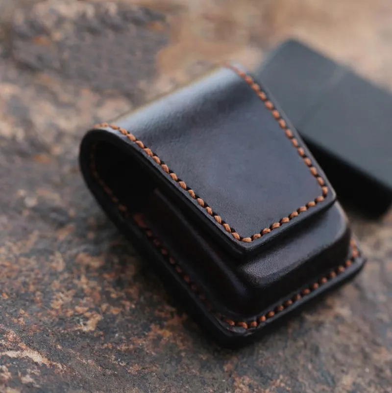 Cool Mens Leather Zippo Lighter Cases with Loop Zippo lighter Holder with clips