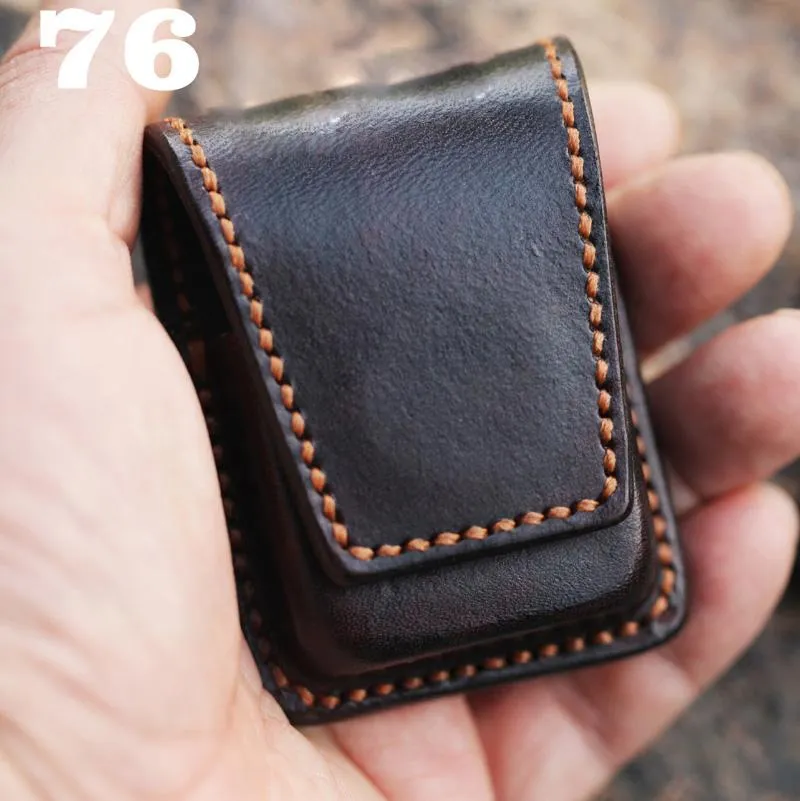 Cool Mens Leather Zippo Lighter Cases with Loop Zippo lighter Holder with clips