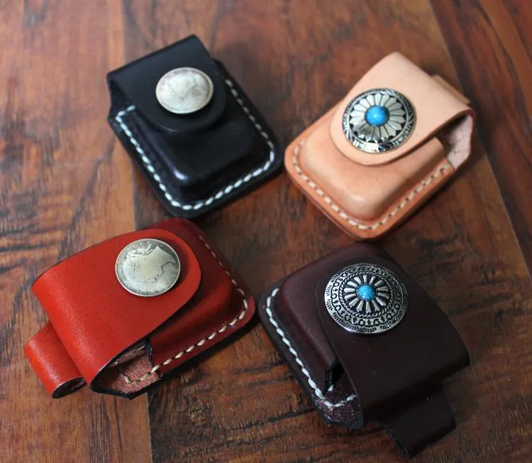Cool Mens Leather Zippo Lighter Pouch with Loop Zippo lighter case with Clip