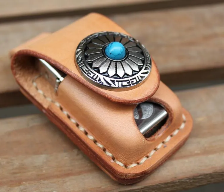 Cool Mens Leather Zippo Lighter Pouch with Loop Zippo lighter case with Clip