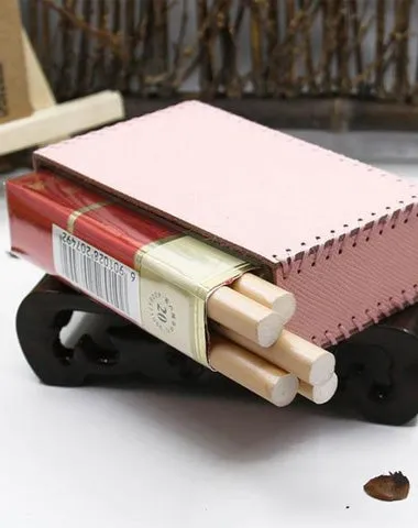 Cute Handmade Leather Womens Pink Cigarette Holder Case for Women