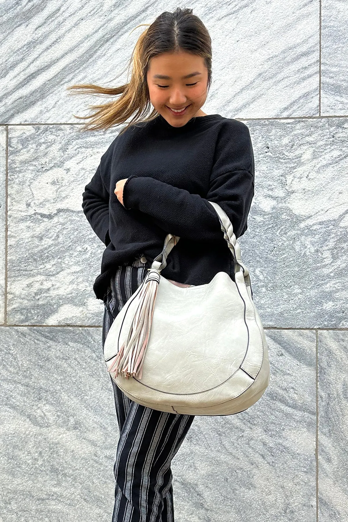 Eloise Vegan Large Tassel Hobo