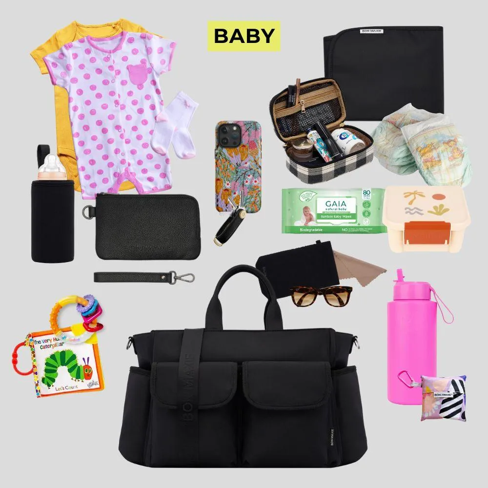 Everyday Multi-Pocket Tote Bag -- Black Nylon