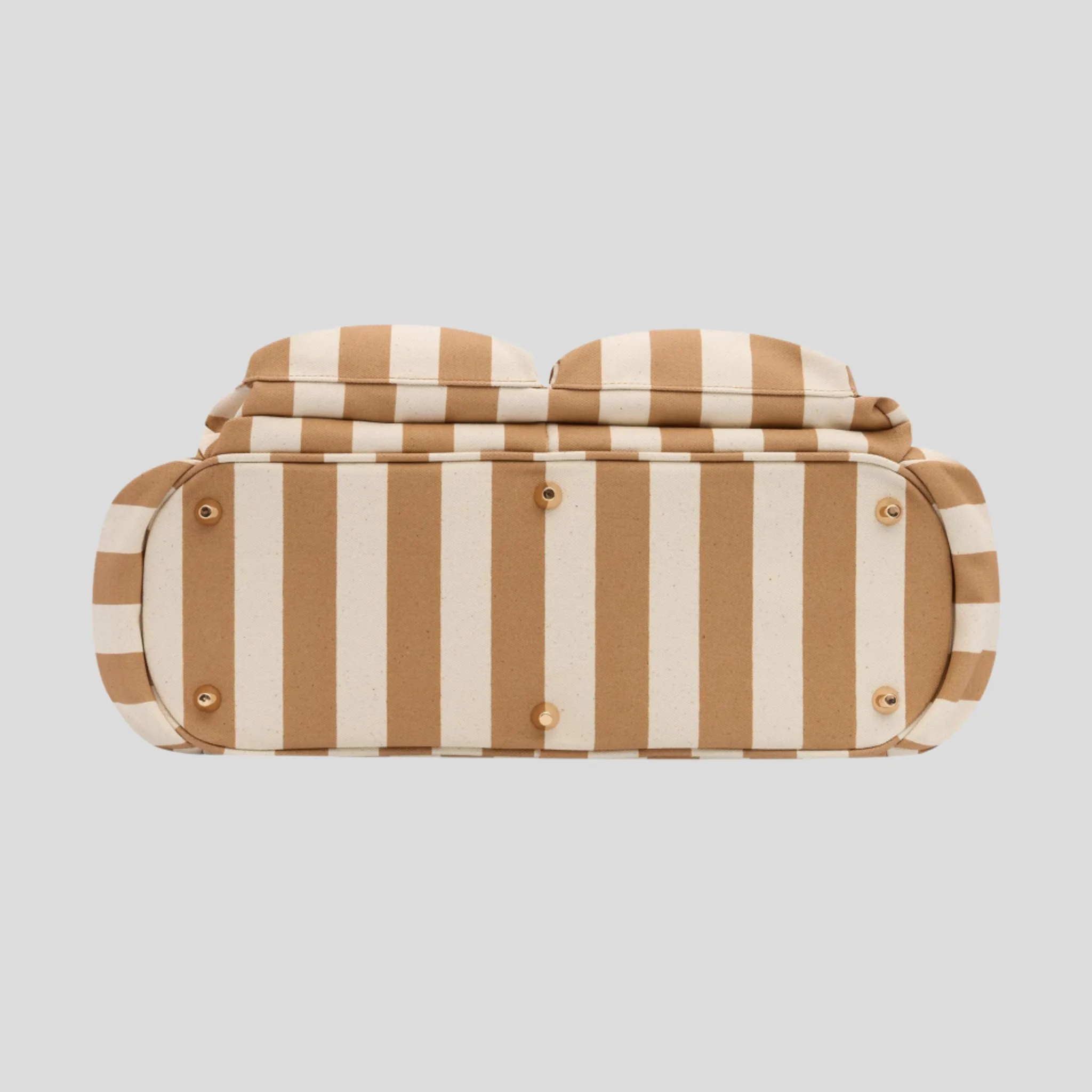 Everyday Multi-Pocket Tote Bag -- Tan Stripe