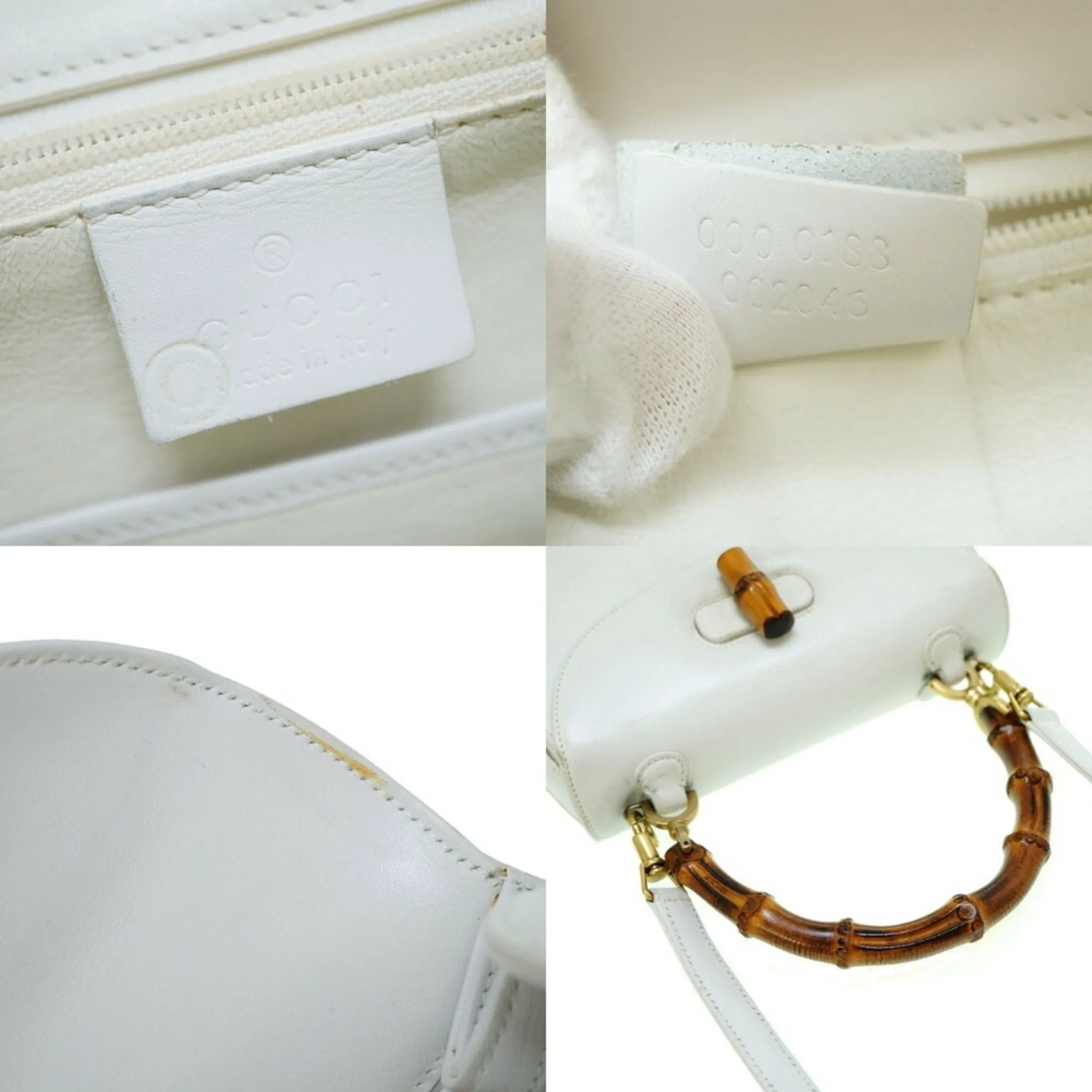 GUCCI bamboo shoulder handbag leather white  strap
