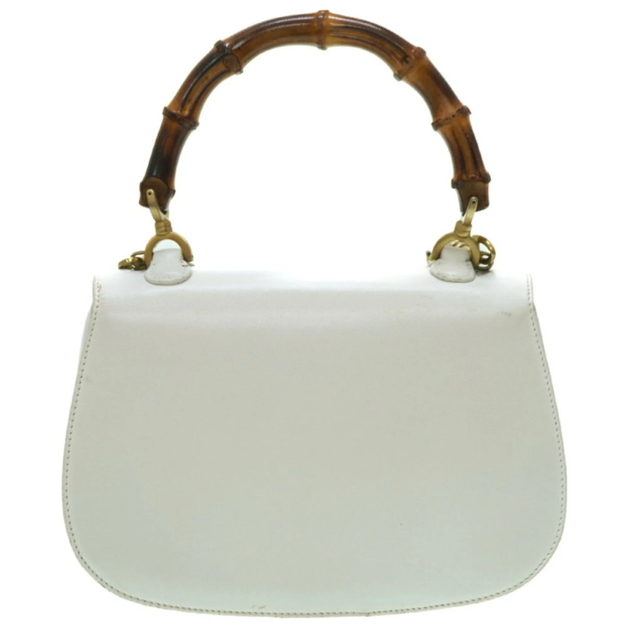 GUCCI bamboo shoulder handbag leather white  strap
