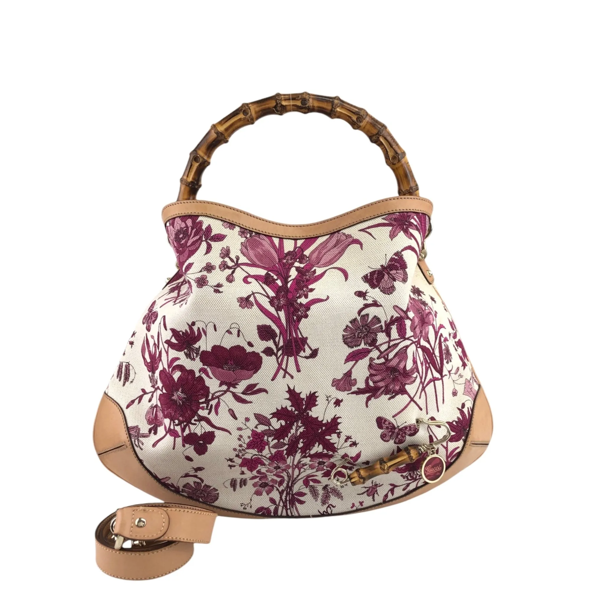 GUCCI Bamboo Two-way Handbag Shoulder bag White Vintage 4thvhr