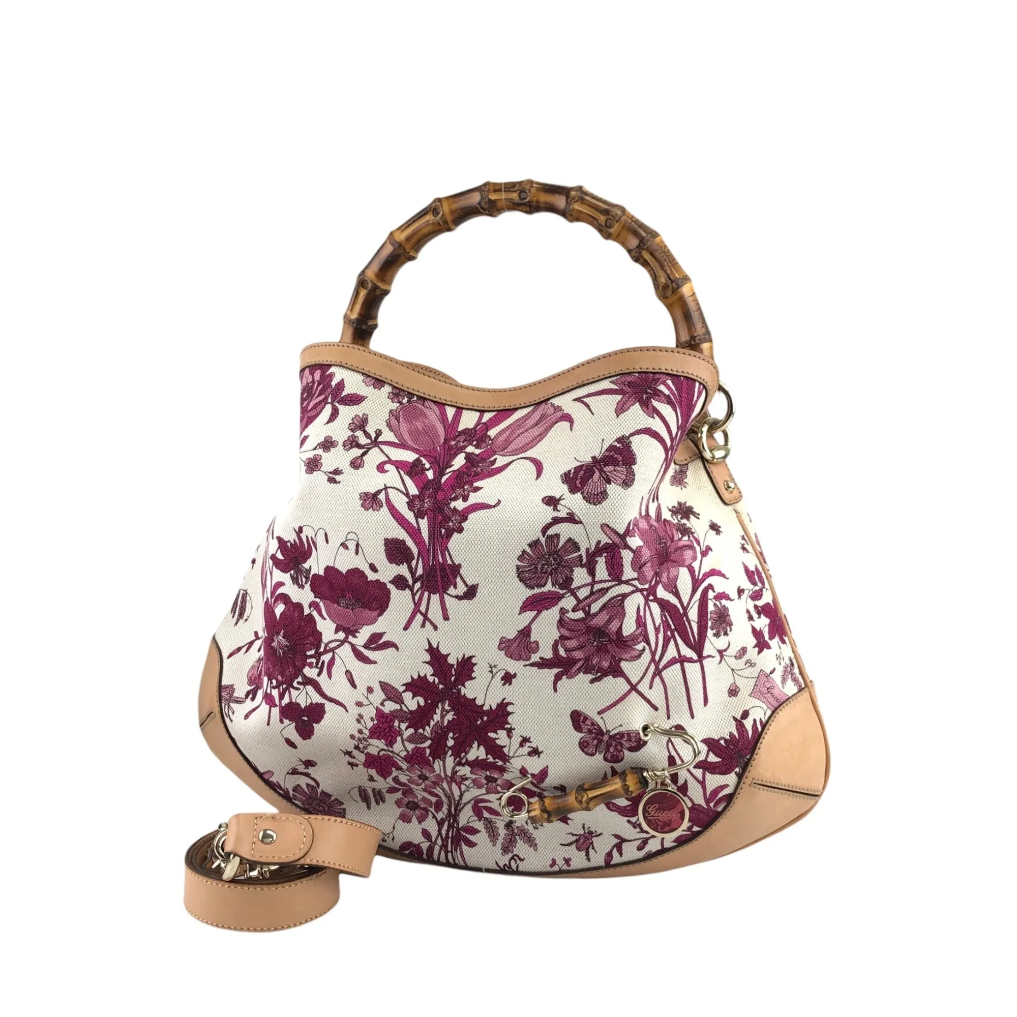 GUCCI Bamboo Two-way Handbag Shoulder bag White Vintage 4thvhr