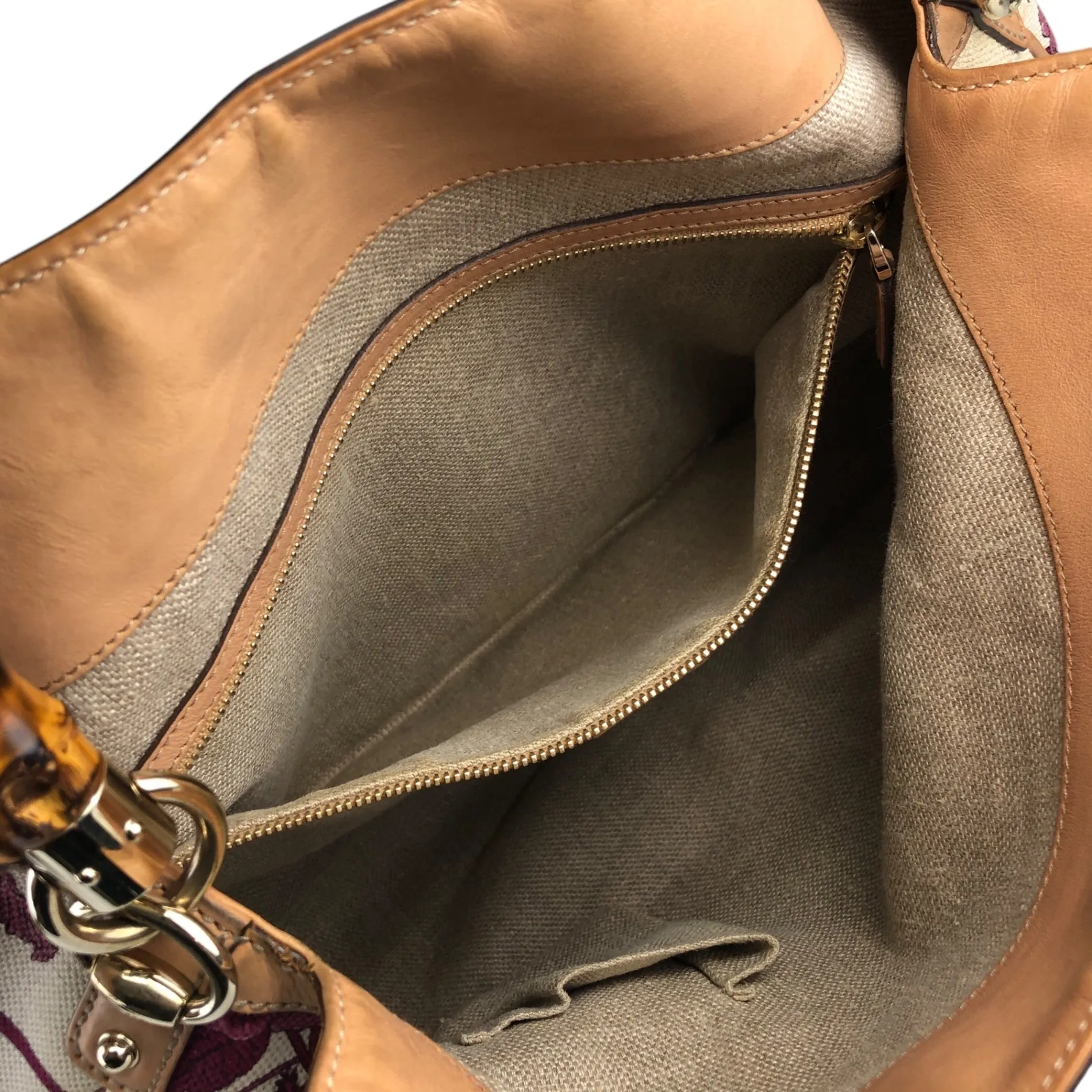 GUCCI Bamboo Two-way Handbag Shoulder bag White Vintage 4thvhr