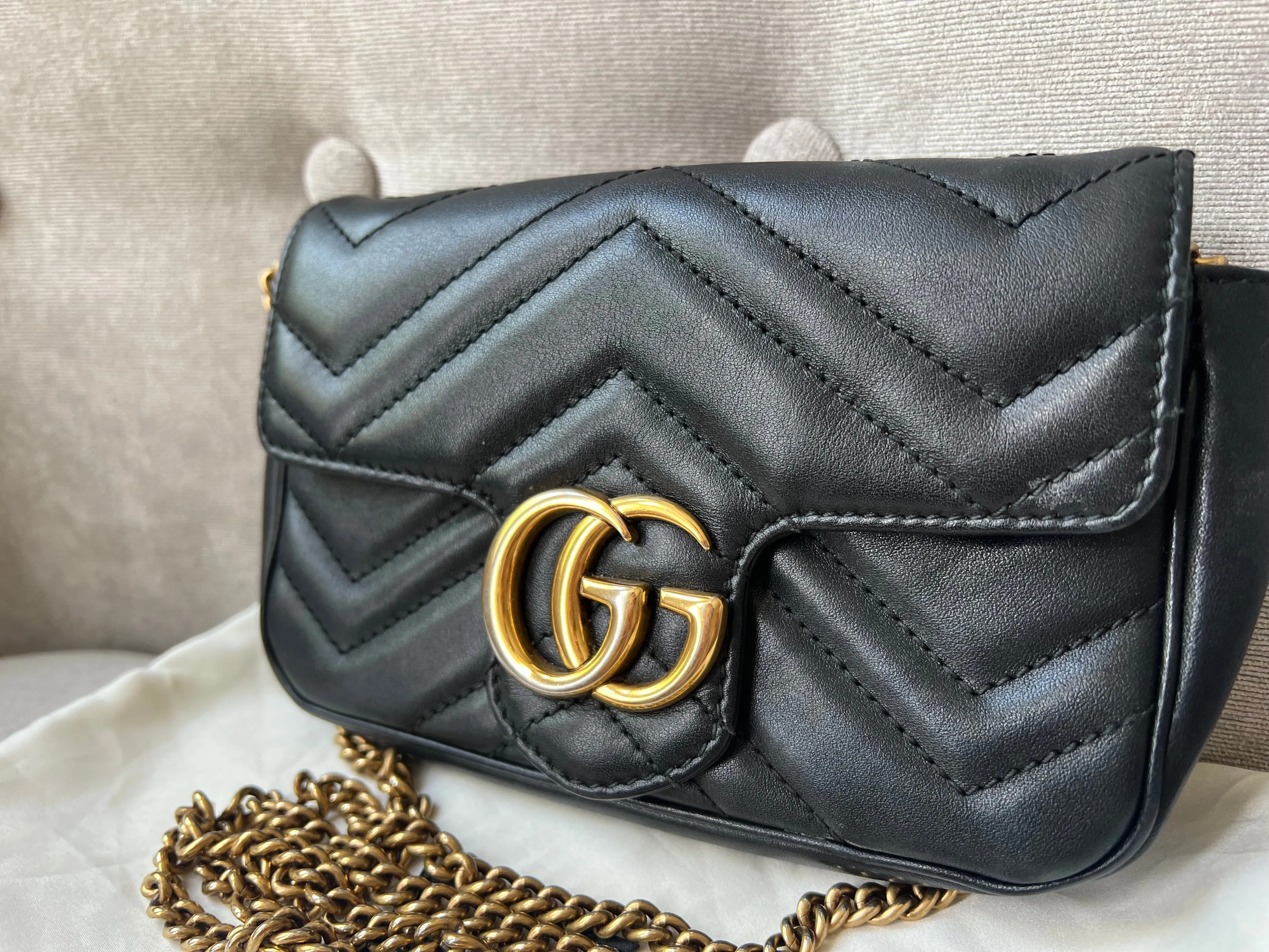 Gucci GG Black Marmont Super Mini Shoulder Bag
