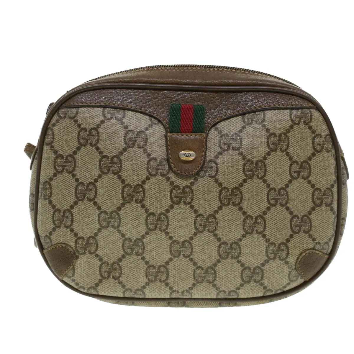 GUCCI GG Canvas Web Sherry Line Shoulder Bag Beige Red 89.02.066  rd5250