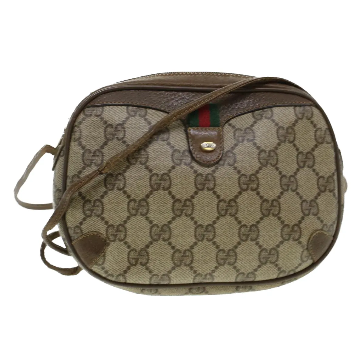 GUCCI GG Canvas Web Sherry Line Shoulder Bag Beige Red 89.02.066  rd5250