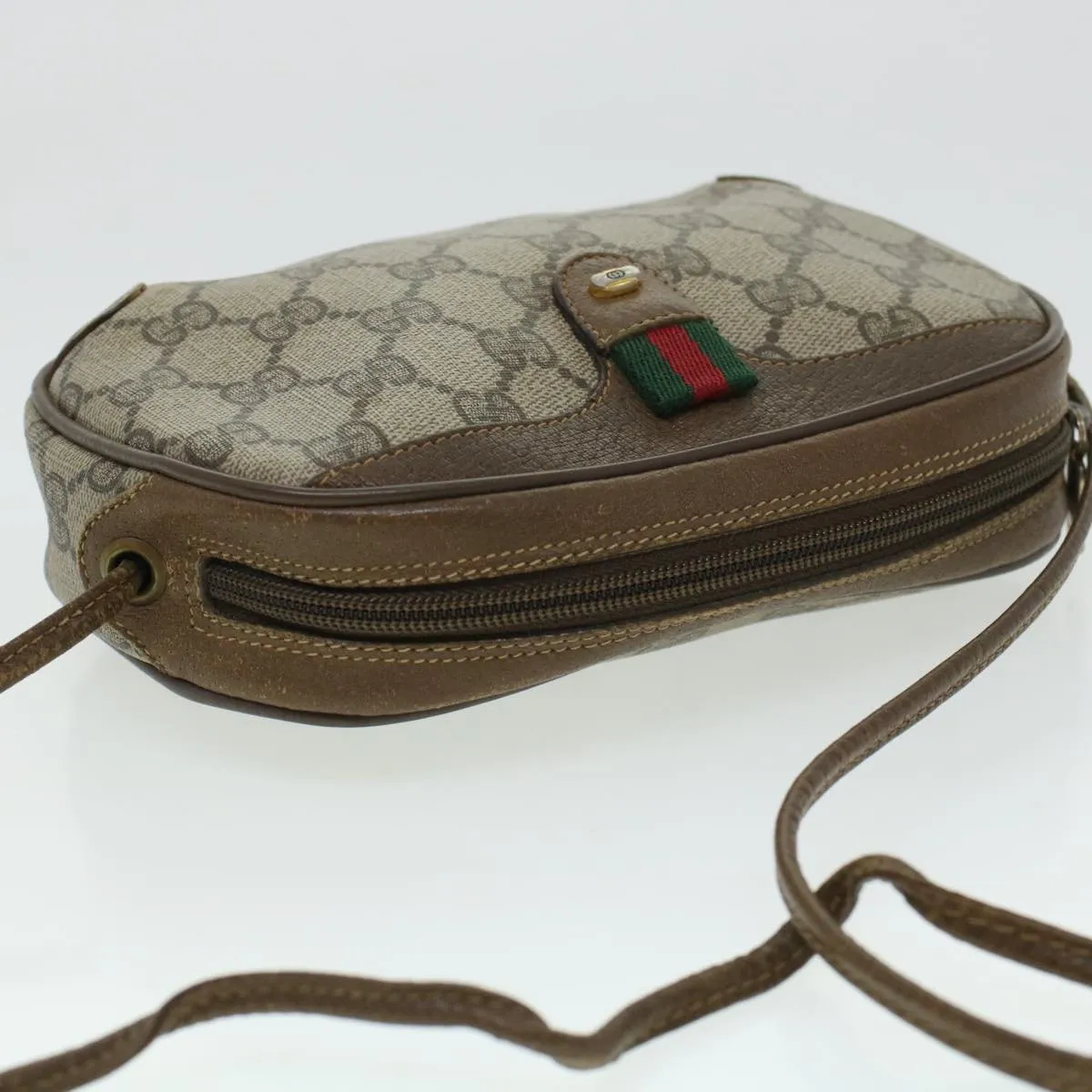 GUCCI GG Canvas Web Sherry Line Shoulder Bag Beige Red 89.02.066  rd5250