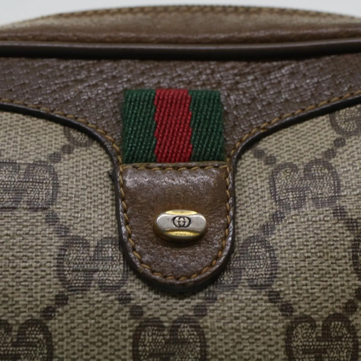 GUCCI GG Canvas Web Sherry Line Shoulder Bag Beige Red 89.02.066  rd5250