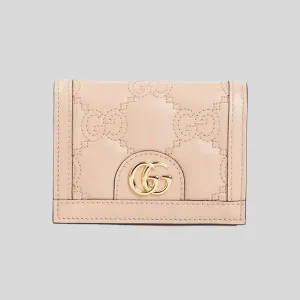 GUCCI GG Matelass?? Card Case Wallet Pink Sand 723786