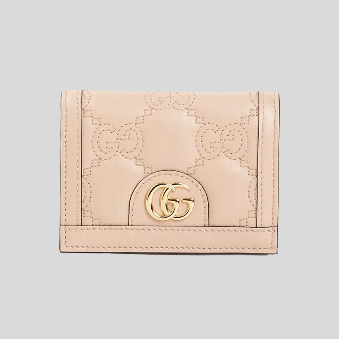 GUCCI GG Matelass?? Card Case Wallet Pink Sand 723786