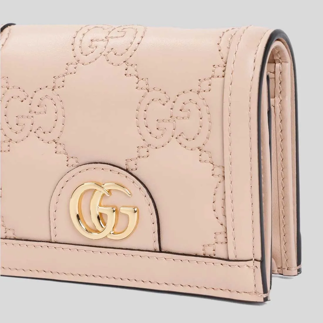 GUCCI GG Matelass?? Card Case Wallet Pink Sand 723786