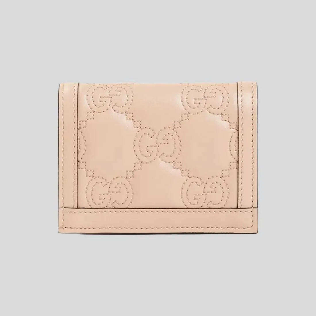 GUCCI GG Matelass?? Card Case Wallet Pink Sand 723786