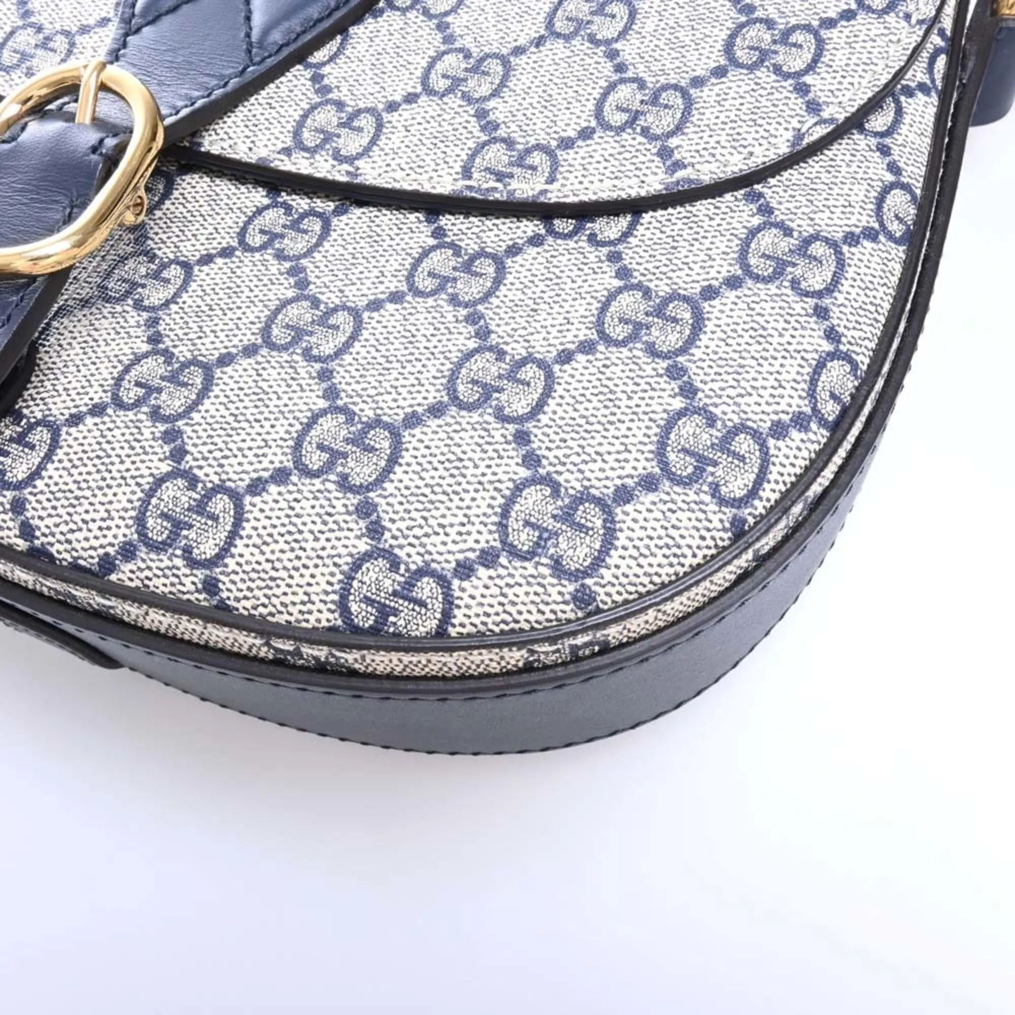 GUCCI GG Supreme Leather Shoulder Bag 432150 Navy Ladies