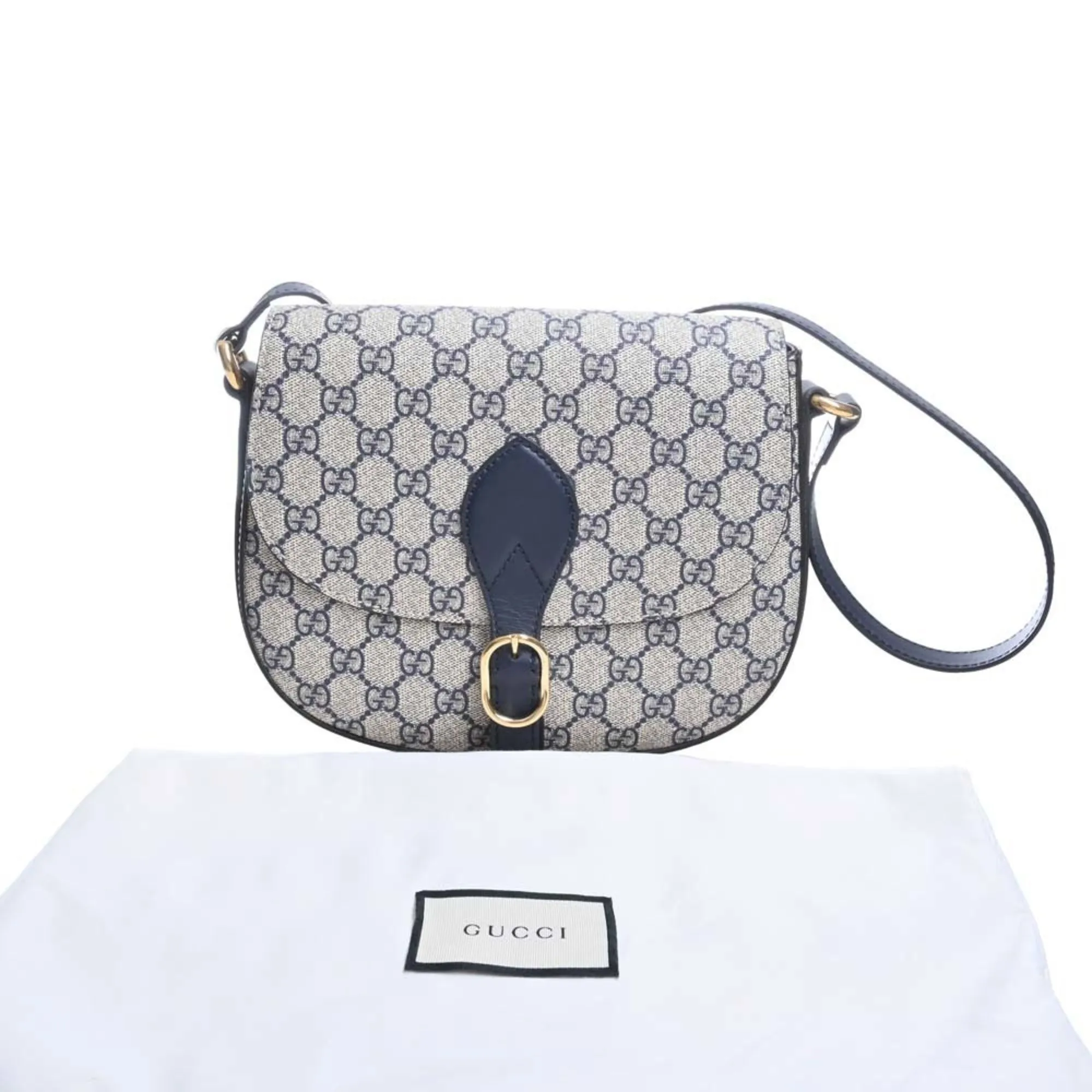 GUCCI GG Supreme Leather Shoulder Bag 432150 Navy Ladies