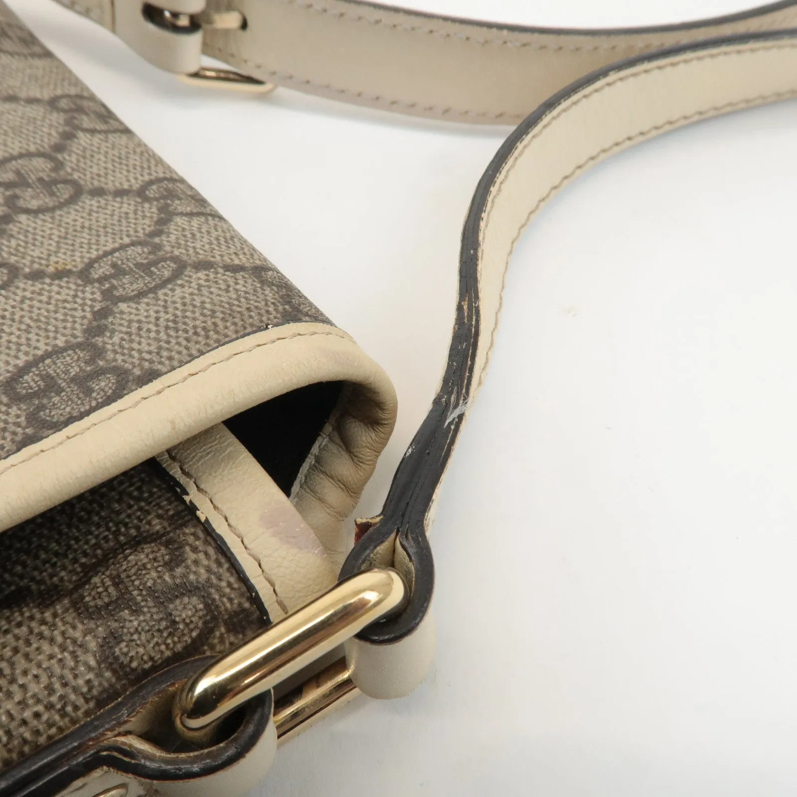 GUCCI GG Supreme Leather Shoulder Bag Beige Ivory 223666