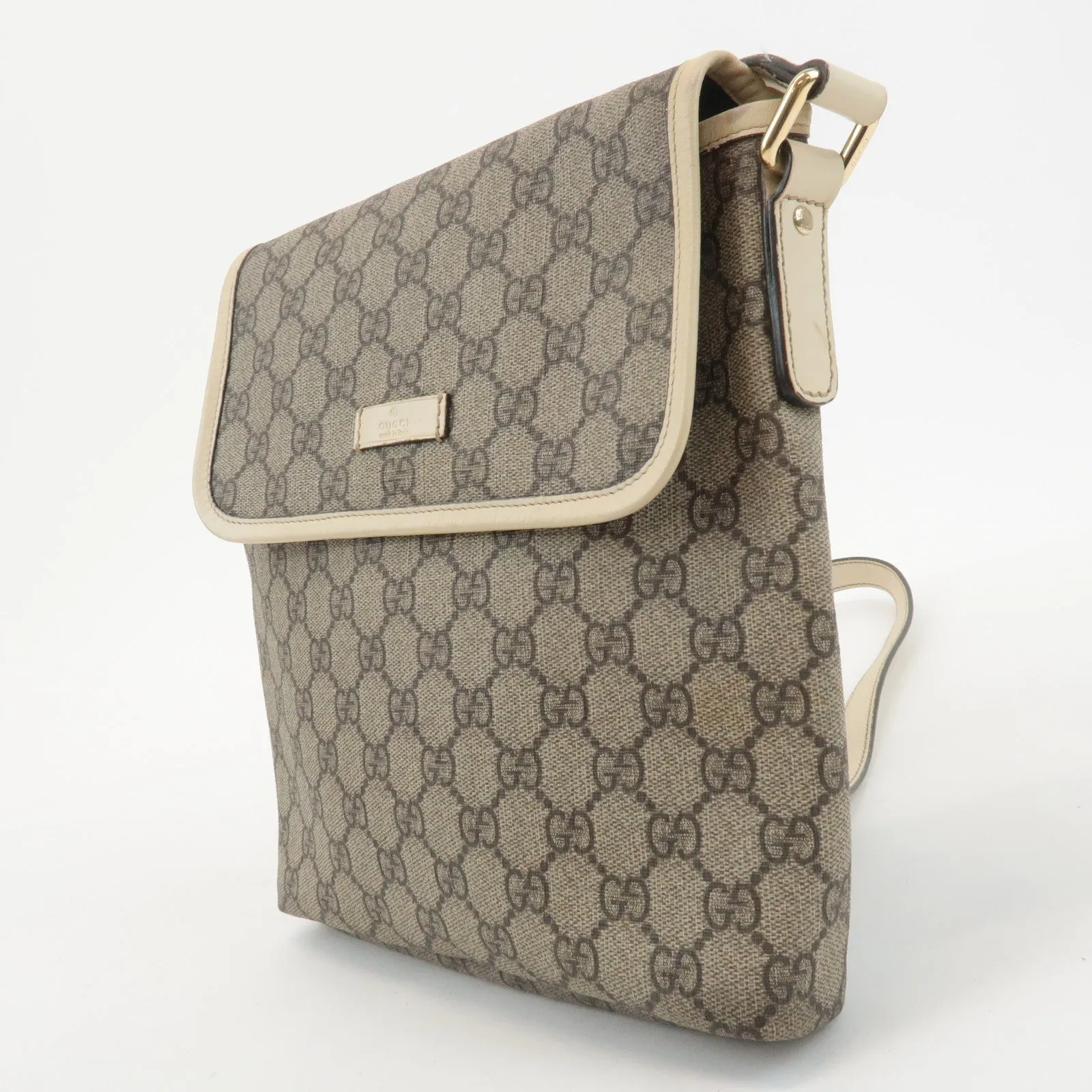 GUCCI GG Supreme Leather Shoulder Bag Beige Ivory 223666