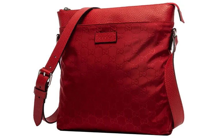 GUCCI Logo Leather Logo Nylon Shoulder Messenger Bag Red Classic 510342-K28AN-6523