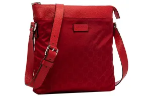 GUCCI Logo Leather Logo Nylon Shoulder Messenger Bag Red Classic 510342-K28AN-6523