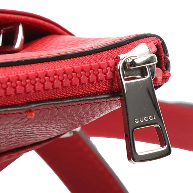 GUCCI Logo Leather Logo Nylon Shoulder Messenger Bag Red Classic 510342-K28AN-6523