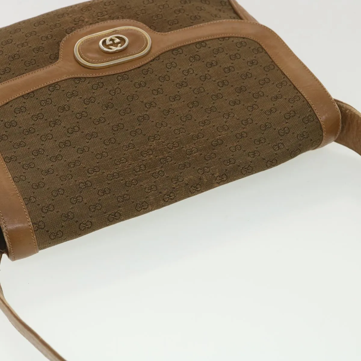 GUCCI Micro GG Canvas Shoulder Bag Beige Brown  ar9061