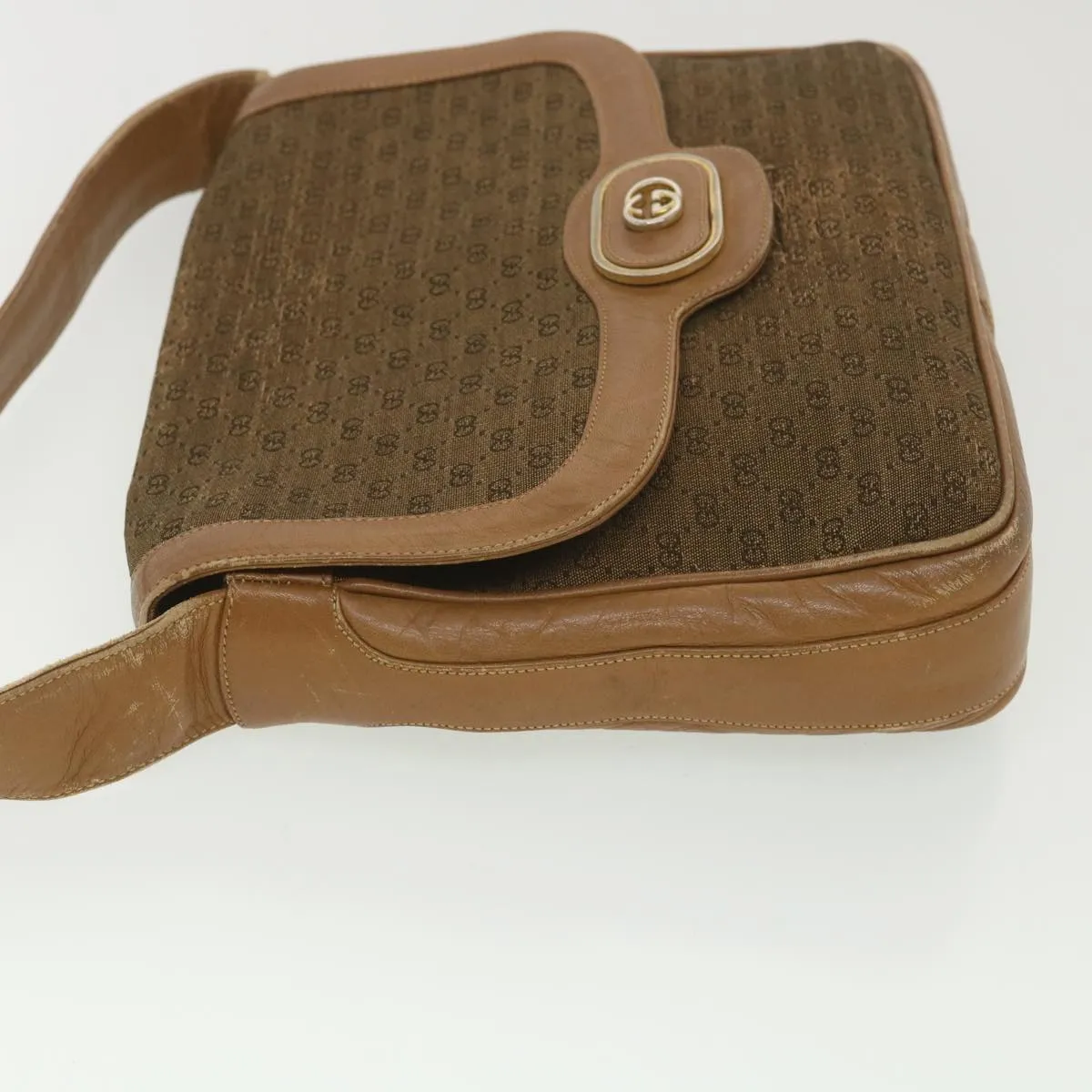 GUCCI Micro GG Canvas Shoulder Bag Beige Brown  ar9061