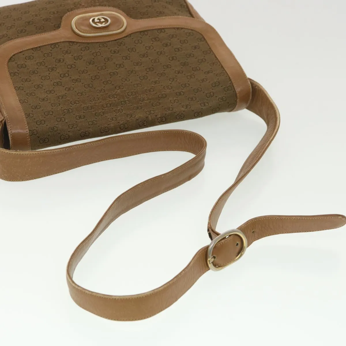 GUCCI Micro GG Canvas Shoulder Bag Beige Brown  ar9061