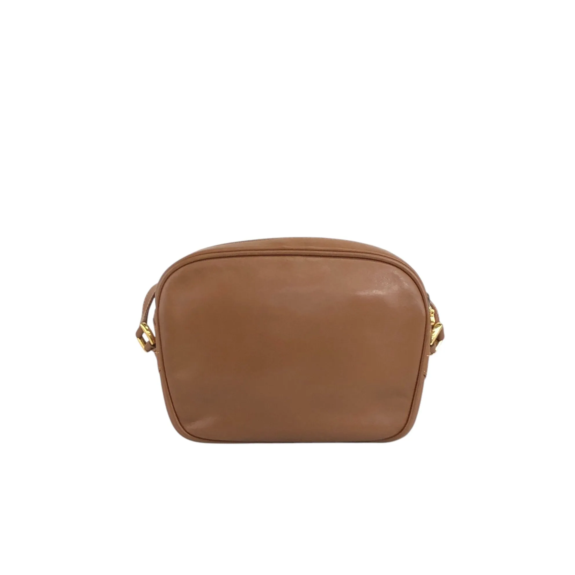 GUCCI Sherry Line Logo Embossed Shoulder bag Brown Vintage e8xuny