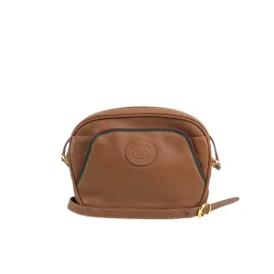 GUCCI Sherry Line Logo Embossed Shoulder bag Brown Vintage e8xuny
